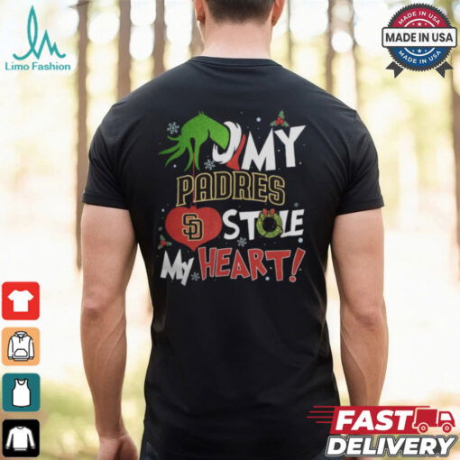 Grinch Hand My San Diego Padres Stole My Heart Christmas 2024 Shirt