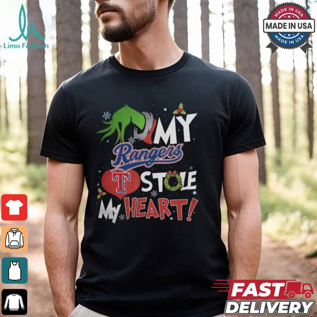 Grinch Hand My Texas Rangers Stole My Heart Christmas 2024 Shirt Grinch Hand My Texas Rangers Stole My Heart Christmas 2024 Shirt