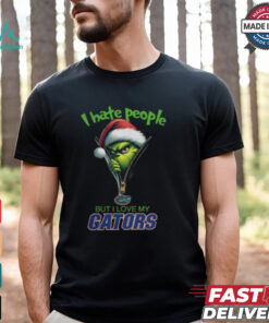 Grinch Santa Hat I Hate People But I Love Florida Gators Christmas Logo Shirt