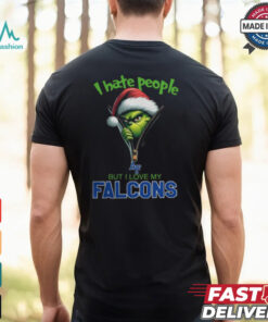 Grinch Santa Hat I Hate People But I Love My Air Force Falcons Christmas Logo Shirt