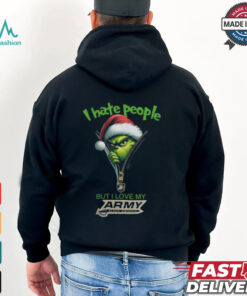 Grinch Santa Hat I Hate People But I Love My Army Black Knights Christmas Logo Shirt