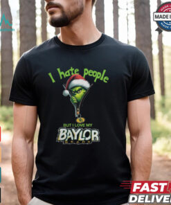 Grinch Santa Hat I Hate People But I Love My Baylor Bears Christmas Logo Shirt