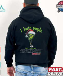Grinch Santa Hat I Hate People But I Love My Cincinnati Bearcats Christmas Logo Shirt