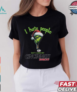 Grinch Santa Hat I Hate People But I Love My Cincinnati Bearcats Christmas Logo Shirt