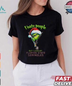 Grinch Santa Hat I Hate People But I Love My Florida State Seminoles Christmas Logo Shirt