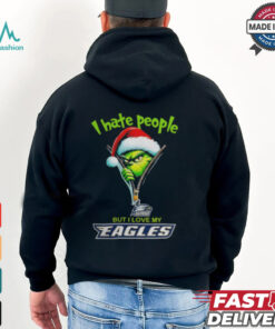 Grinch Santa Hat I Hate People But I Love My Georgia Southern Eagles Christmas Logo Shirt