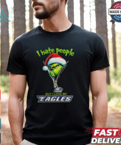 Grinch Santa Hat I Hate People But I Love My Georgia Southern Eagles Christmas Logo Shirt