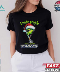 Grinch Santa Hat I Hate People But I Love My Georgia Southern Eagles Christmas Logo Shirt