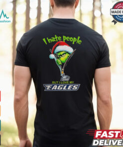 Grinch Santa Hat I Hate People But I Love My Georgia Southern Eagles Christmas Logo Shirt