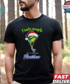 Grinch Santa Hat I Hate People But I Love My Georgia State PanthersChristmas Logo Shirt
