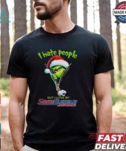 Grinch Santa Hat I Hate People But I Love My South Alabama Jaguars Christmas Logo Shirt