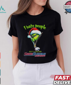 Grinch Santa Hat I Hate People But I Love My South Alabama Jaguars Christmas Logo Shirt