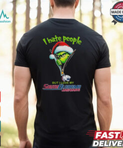 Grinch Santa Hat I Hate People But I Love My South Alabama Jaguars Christmas Logo Shirt