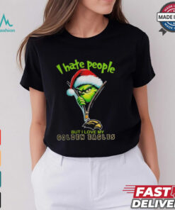 Grinch Santa Hat I Hate People But I Love My Southern Miss Golden Eagles Christmas Logo Shirt