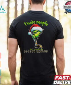 Grinch Santa Hat I Hate People But I Love My Southern Miss Golden Eagles Christmas Logo Shirt