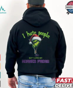 Grinch Santa Hat I Hate People But I Love My TCU Horned Frogs Christmas Logo Shirt