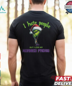 Grinch Santa Hat I Hate People But I Love My TCU Horned Frogs Christmas Logo Shirt