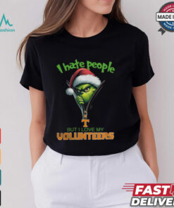 Grinch Santa Hat I Hate People But I Love My Tennessee Volunteers Christmas Logo Shirt