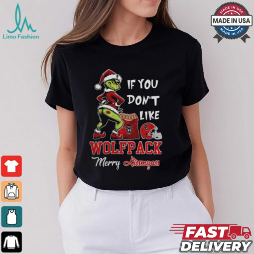 Grinch Santa If You Don’T Like NC State Wolfpack Merry Kissmyass 2024 Shirt