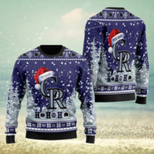 Ho Ho Ho Santa Hat Colorado Rockies Ugly Sweater Personalized