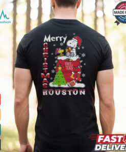Houston Cougars Snoopy And Woodstock Merry Christmas Shirt