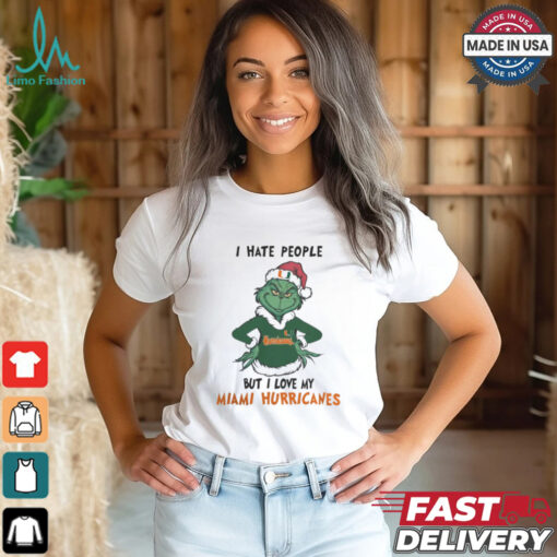 I Hate People But I Love My Miami Hurricanes Grinch Merry Christmas Shirt