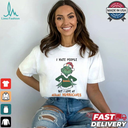 I Hate People But I Love My Miami Hurricanes Grinch Merry Christmas Shirt