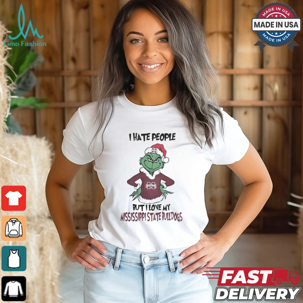 I Hate People But I Love My Mississippi State Bulldogs Grinch Merry Christmas Shirt I Hate People But I Love My Mississippi State Bulldogs Grinch Merry Christmas Shirt