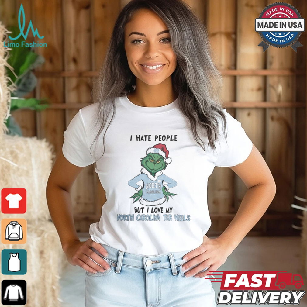 I Hate People But I Love My North Carolina Tar Heels Grinch Merry Christmas Shirt I Hate People But I Love My North Carolina Tar Heels Grinch Merry Christmas Shirt