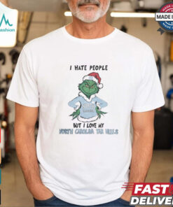 I Hate People But I Love My North Carolina Tar Heels Grinch Merry Christmas Shirt