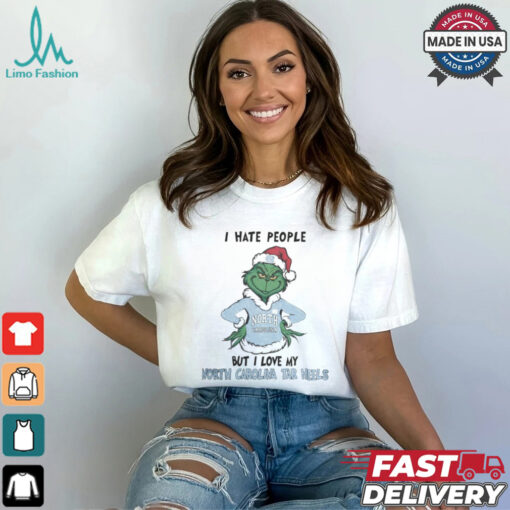 I Hate People But I Love My North Carolina Tar Heels Grinch Merry Christmas Shirt