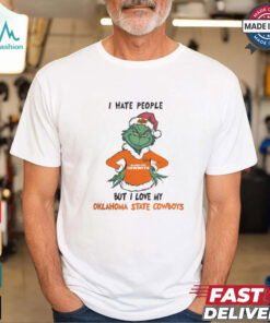 I Hate People But I Love My Oklahoma State Cowboys Grinch Merry Christmas Shirt