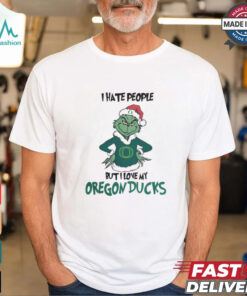 I Hate People But I Love My Oregon Ducks Grinch Merry Christmas Shirt