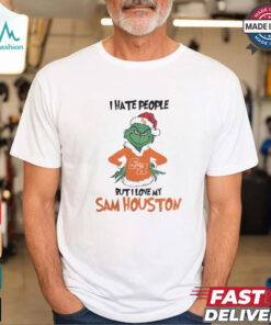 I Hate People But I Love My Sam Houston Grinch Merry Christmas Shirt