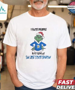 I Hate People But I Love My San José State Spartans Grinch Merry Christmas Shirt