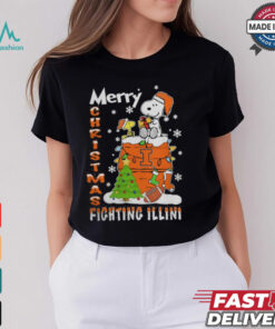 Illinois Fighting Illini Snoopy And Woodstock Merry Christmas Shirt