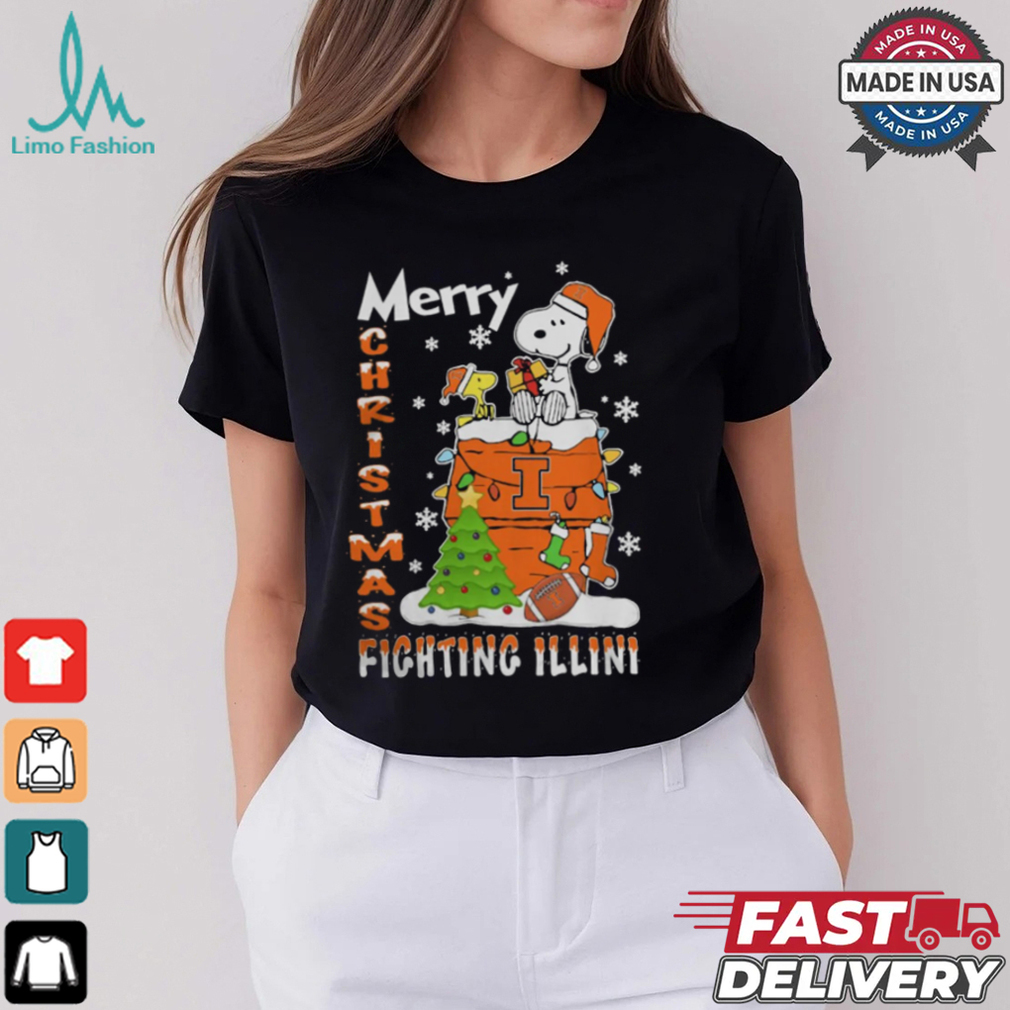 Illinois Fighting Illini Snoopy And Woodstock Merry Christmas Shirt Illinois Fighting Illini Snoopy And Woodstock Merry Christmas Shirt