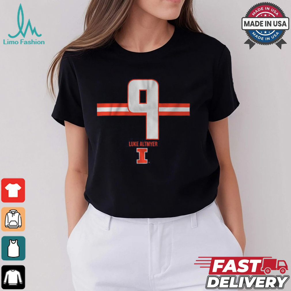 Illinois Football Luke Altmyer Number Stripe Shirt Illinois Football Luke Altmyer Number Stripe Shirt