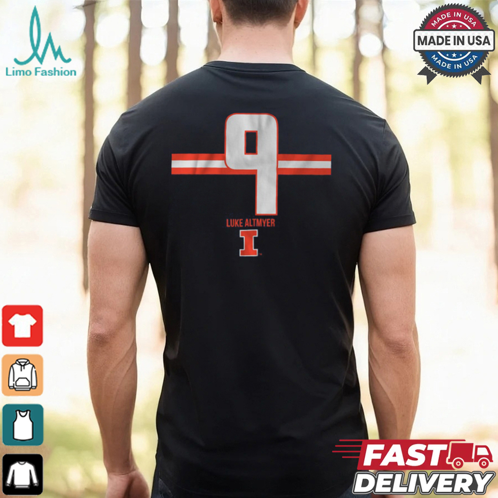 Illinois Football Luke Altmyer Number Stripe Shirt Illinois Football Luke Altmyer Number Stripe Shirt