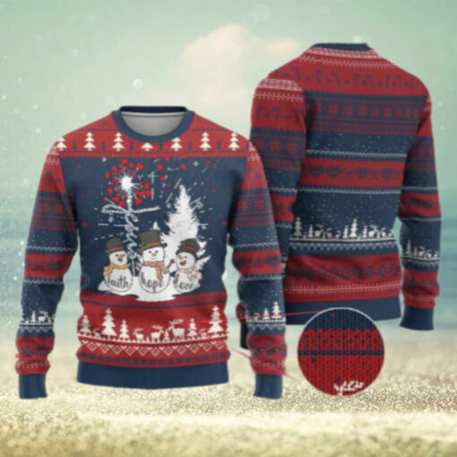 Jesus Christian Ugly Christmas Sweater Faith Hope Love Snowman Dandelion Xmas