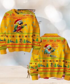 Jimmy Buffett Loves Parrot Merry Christmas Yellow Chirstmas Gifts 2024 Xmas For Family And Friends Ugly Sweater