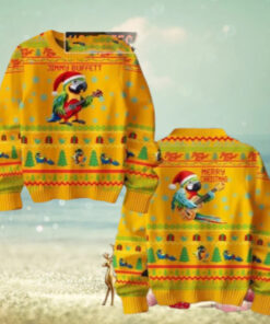 Jimmy Buffett Loves Parrot Merry Christmas Yellow Chirstmas Gifts 2024 Xmas For Family And Friends Ugly Sweater