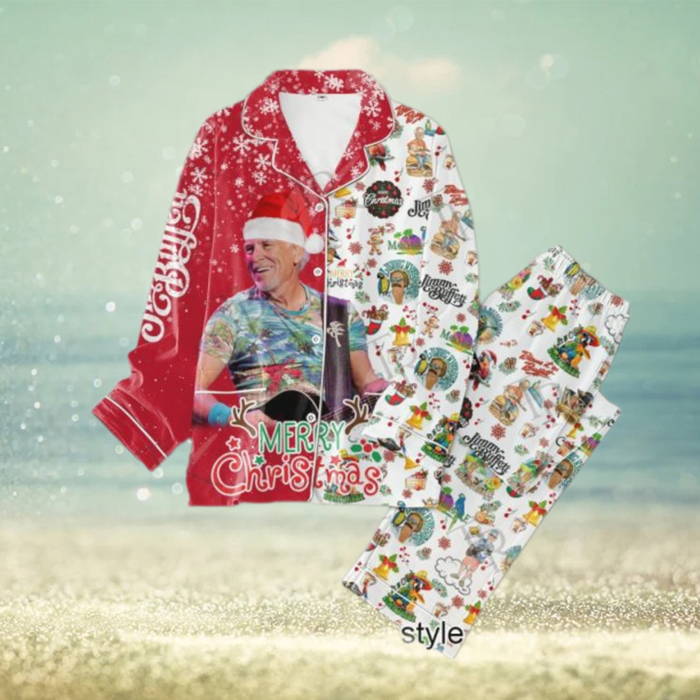 Jimmy Buffett Merry Christmas Button Down Pajamas Set Jimmy Buffett Merry Christmas Button Down Pajamas Set