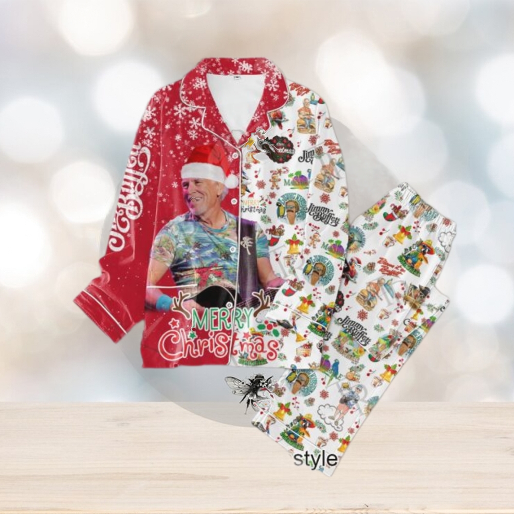 Jimmy Buffett Merry Christmas Button Down Pajamas Set Jimmy Buffett Merry Christmas Button Down Pajamas Set