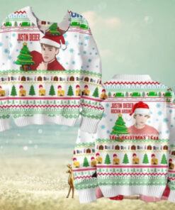 Justin Bieber Rockin Around Christmas Tree Kiss Under The Mistletoe Chirstmas Gifts 2024 Xmas For Family And Friends Ugly Sweater