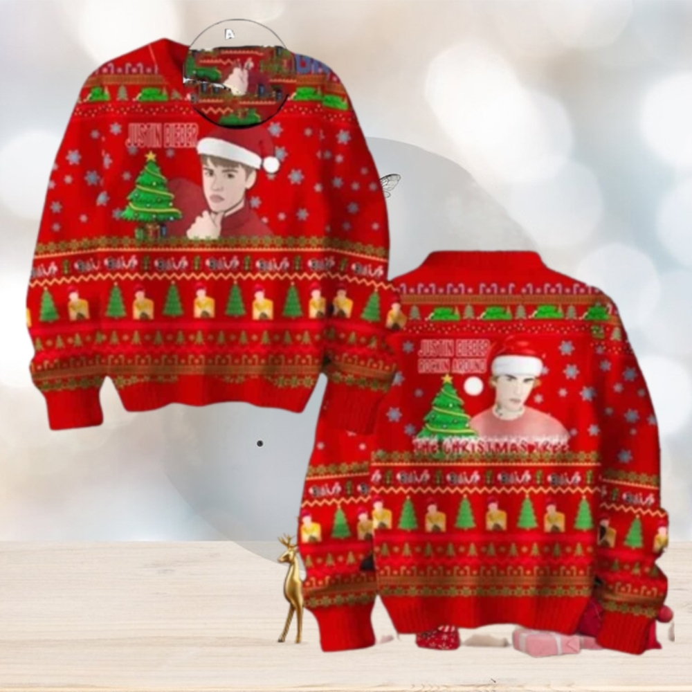 Justin Bieber Rockin Around Christmas Tree Kiss Under The Mistletoe Red Chirstmas Gifts 2024 Xmas For Family And Friends Ugly Sweater Justin Bieber Rockin Around Christmas Tree Kiss Under The Mistletoe Red Chirstmas Gifts 2024 Xmas For Family And Friends Ugly Sweater