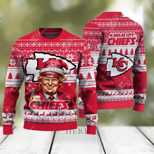 Kansas City Chiefs Christmas Donald Trump Knitted Sweater