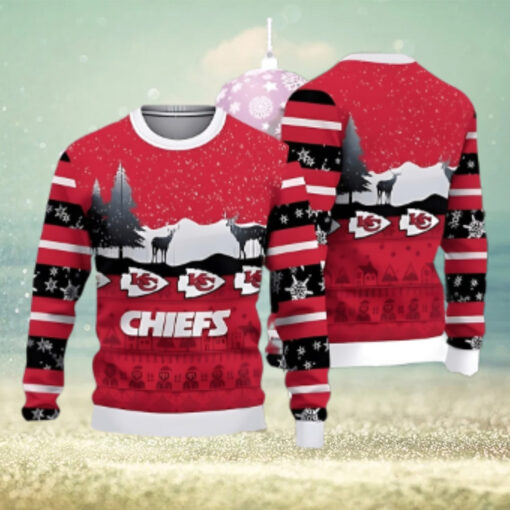 Kansas City Chiefs Christmas Reindeers Pattern Ugly Christmas Sweater