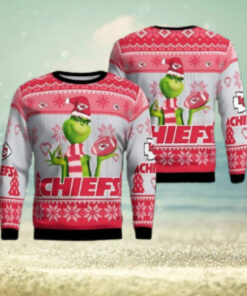 Kansas City Chiefs Grinch Snowflake Pattern Ugly Sweater Christmas