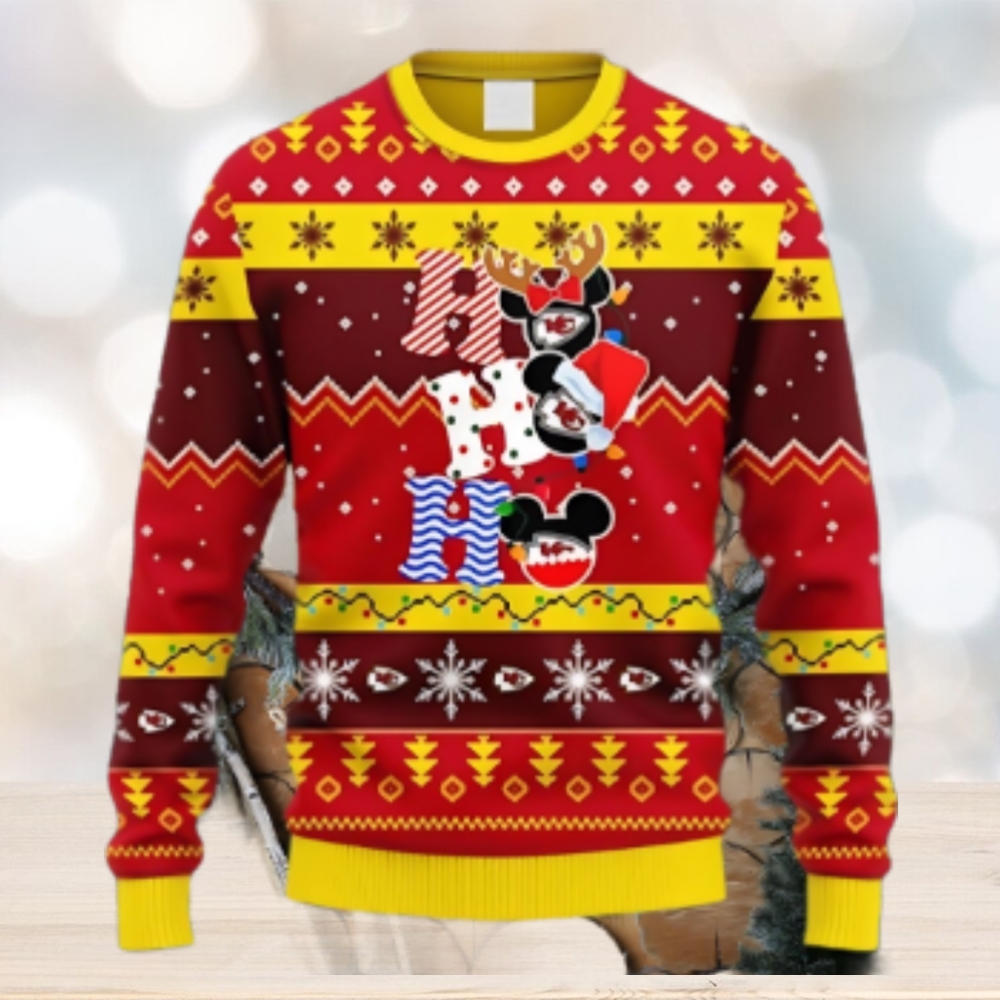 Kansas City Chiefs HoHoHo Mickey Christmas Ugly Sweater Kansas City Chiefs HoHoHo Mickey Christmas Ugly Sweater